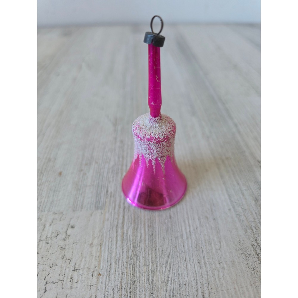 Vintage pink bell Mica glass Mercury ornament Xmas tree